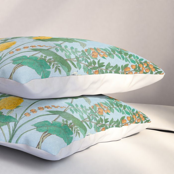 Chinoiserie Pastel Blue Floral Bird Garden Pillow Sham Gallery Image 3