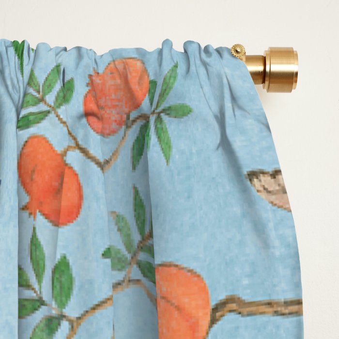 Chinoiserie Pastel Blue Floral Bird Garden Window Curtain Gallery Image 2
