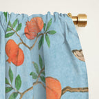Chinoiserie Pastel Blue Floral Bird Garden Window Curtain Gallery Image 2