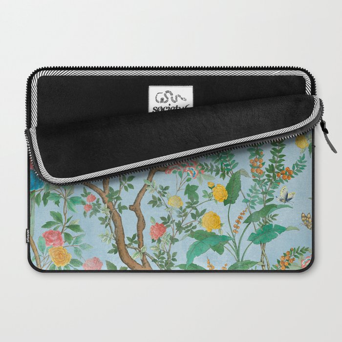 Chinoiserie Pastel Blue Floral Bird Garden Laptop Sleeve Gallery Image 2