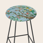 Chinoiserie Pastel Blue Floral Bird Garden Stool Gallery Image 2