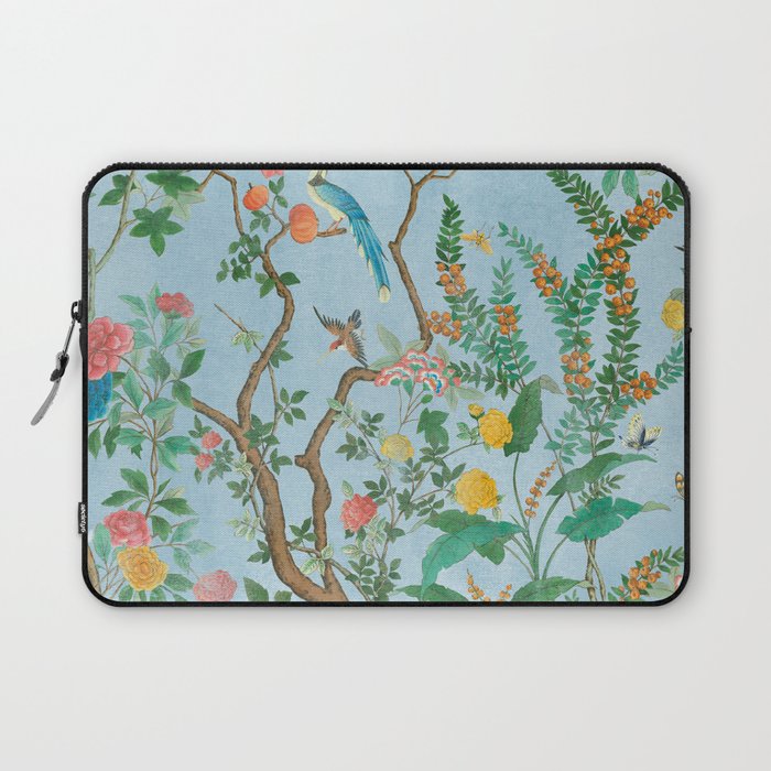 Chinoiserie Pastel Blue Floral Bird Garden Laptop Sleeve Gallery Image 1