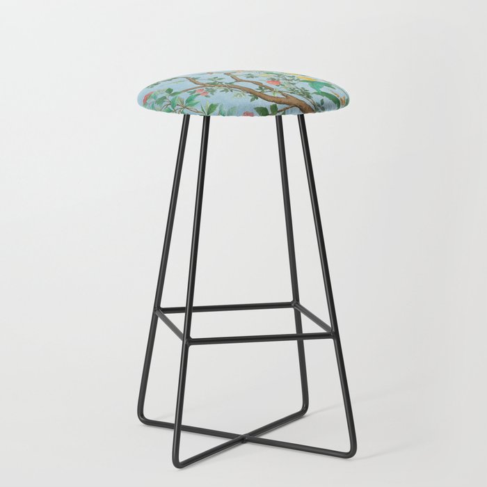 Chinoiserie Pastel Blue Floral Bird Garden Stool Gallery Image 1