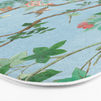 Chinoiserie Pastel Blue Floral Bird Garden Bath Mat Gallery Image 3