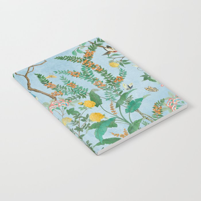 Chinoiserie Pastel Blue Floral Bird Garden Notebook Gallery Image 2
