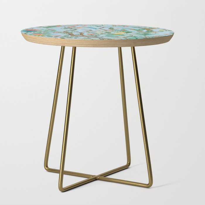 Chinoiserie Pastel Blue Floral Bird Garden Side Table Gallery Image 1