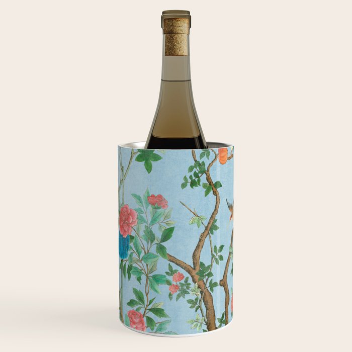 Chinoiserie Pastel Blue Floral Bird Garden Wine Chiller Gallery Image 2