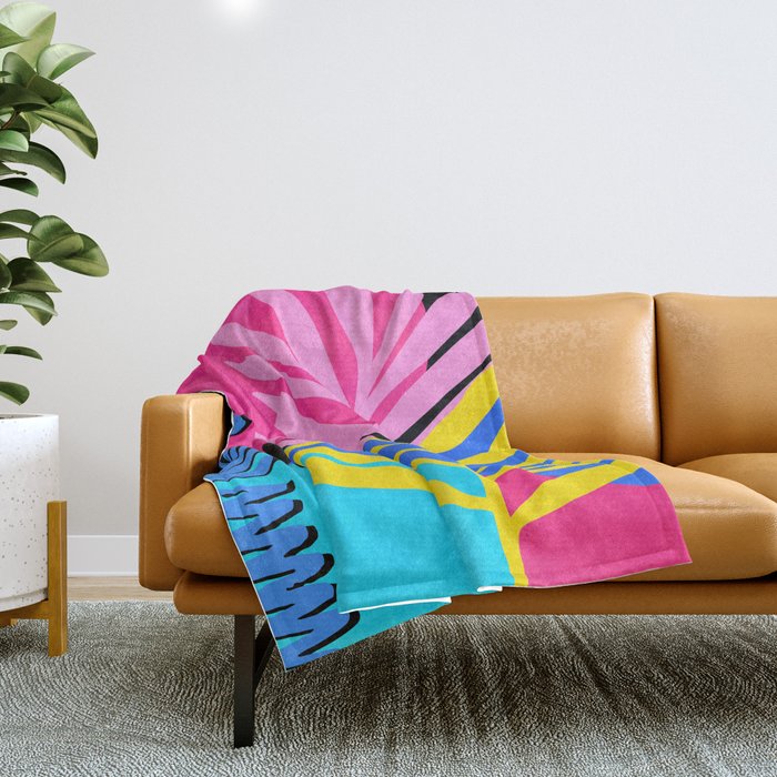 Neon Summer Abstract Art Throw Blanket Gallery Image 1