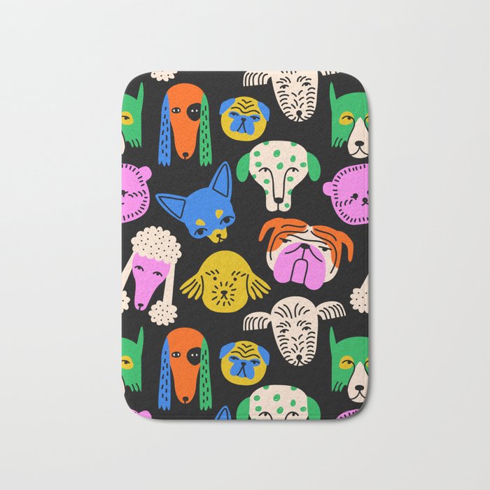 Funny colorful dog cartoon pattern Bath Mat Gallery Image 1