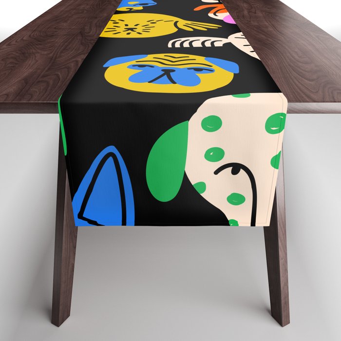 Funny colorful dog cartoon pattern Table Runner Gallery Image 1