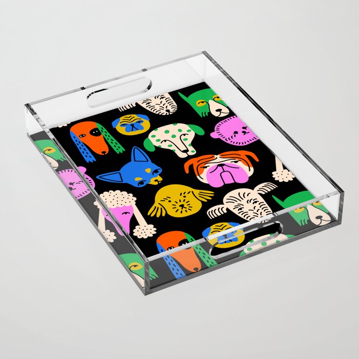 Funny colorful dog cartoon pattern Acrylic Tray Gallery Image 1