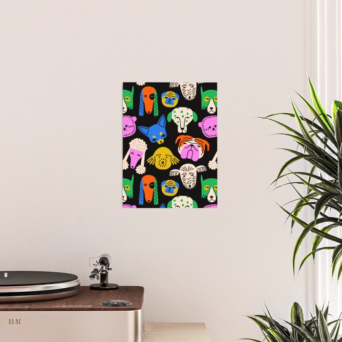 Funny colorful dog cartoon pattern Poster Gallery Image 2