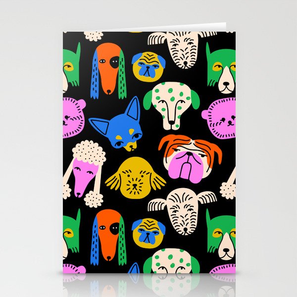 Funny colorful dog cartoon pattern Stationery Card Gallery Image 2