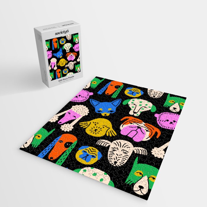 Funny colorful dog cartoon pattern Jigsaw Puzzle Gallery Image 2