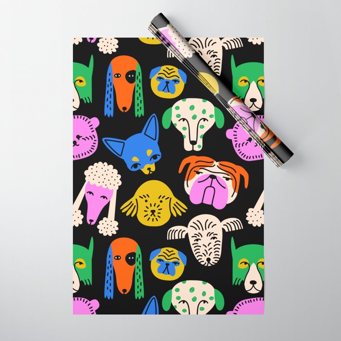 Funny colorful dog cartoon pattern Wrapping Paper Gallery Image 1