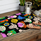 Funny colorful dog cartoon pattern Outdoor Rug Gallery Image 2