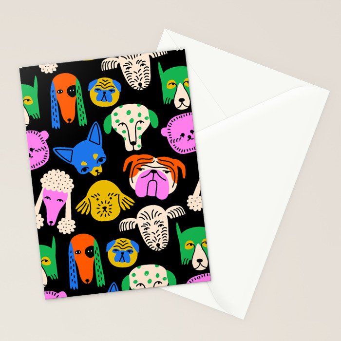 Funny colorful dog cartoon pattern Stationery Card Gallery Image 2