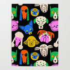 Funny colorful dog cartoon pattern Poster Gallery Image 4
