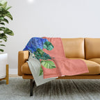 A Still Life Moment, Bottle Botanical Plants Illustration, Drawing Eclectic Bohemian, Contemporary Colorful Glassware Painting, Vintage Boho Plant Pot Throw Blanket Gallery Image 1