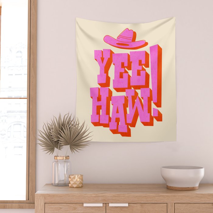 Yee Haw! Fun Cowboy Art Wall Tapestry Gallery Image 2