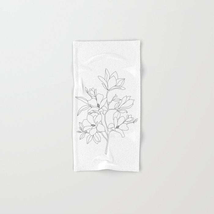 Minimal Line Art Magnolia Flowers Towels Gallery Image 1
