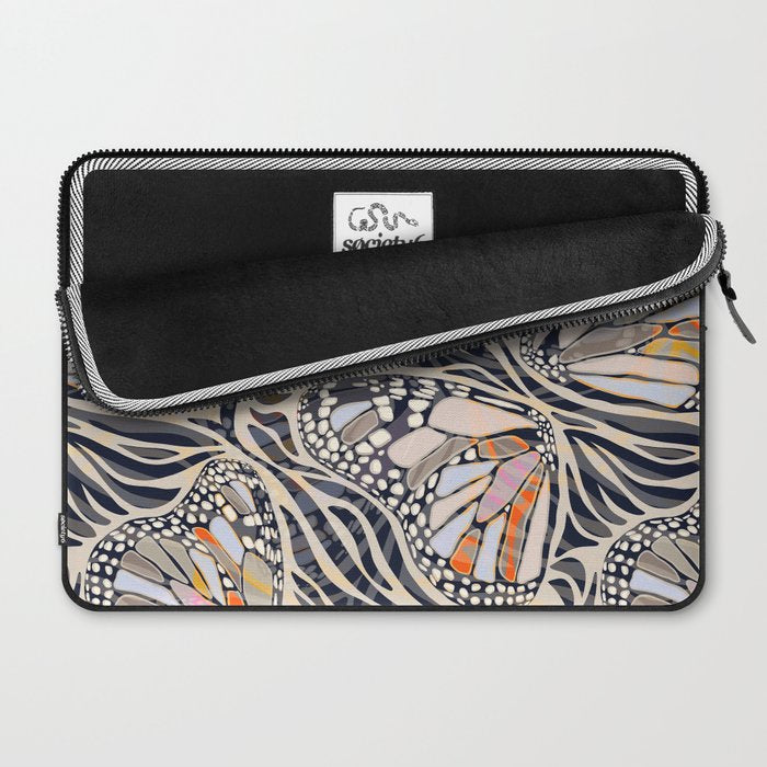 Abstract Retro Boho Butterfly Zebra Pattern â¢ Earthy Nature Laptop Sleeve Gallery Image 2