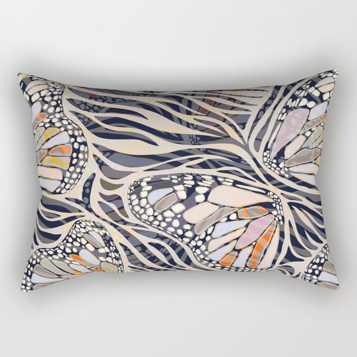 Abstract Retro Boho Butterfly Zebra Pattern â¢ Earthy Nature Rectangular Pillow Gallery Image 1