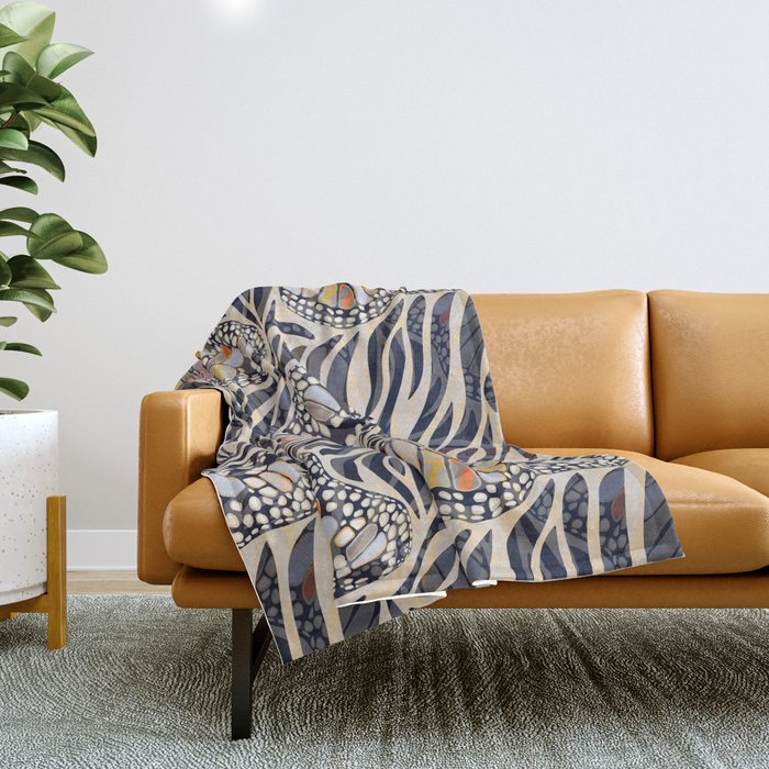 Abstract Retro Boho Butterfly Zebra Pattern â¢ Earthy Nature Throw Blanket Gallery Image 1