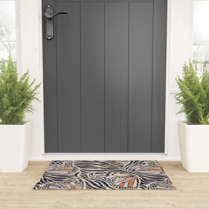 Abstract Retro Boho Butterfly Zebra Pattern â¢ Earthy Nature Welcome Mat Gallery Image 3