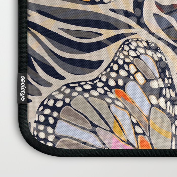 Abstract Retro Boho Butterfly Zebra Pattern â¢ Earthy Nature Laptop Sleeve Gallery Image 3