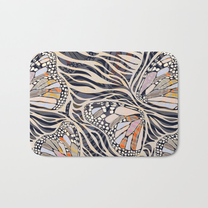 Abstract Retro Boho Butterfly Zebra Pattern â¢ Earthy Nature Bath Mat Gallery Image 1