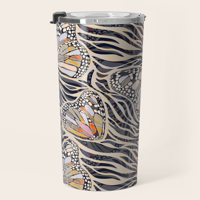Abstract Retro Boho Butterfly Zebra Pattern â¢ Earthy Nature Travel Mug Gallery Image 3