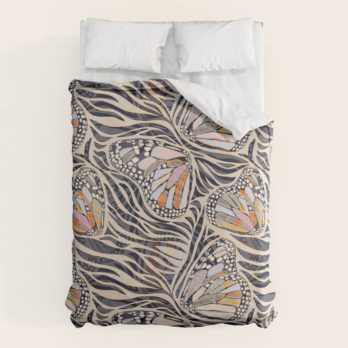 Abstract Retro Boho Butterfly Zebra Pattern â¢ Earthy Nature Duvet Cover Gallery Image 6