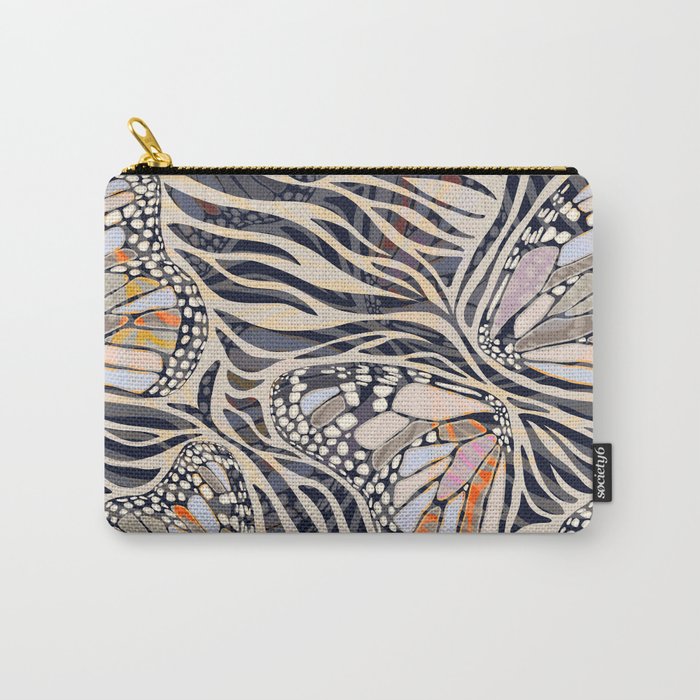 Abstract Retro Boho Butterfly Zebra Pattern â¢ Earthy Nature Carry All Pouch Gallery Image 1