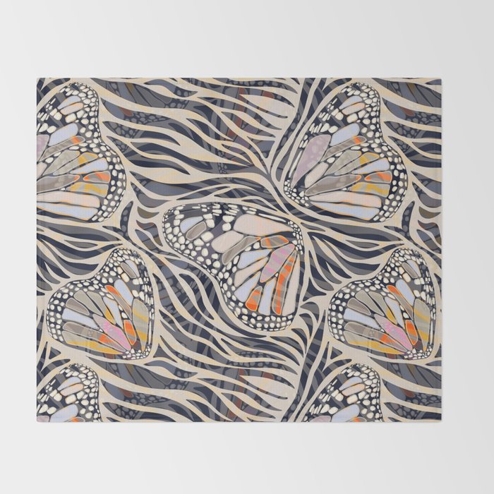 Abstract Retro Boho Butterfly Zebra Pattern â¢ Earthy Nature Throw Blanket Gallery Image 2
