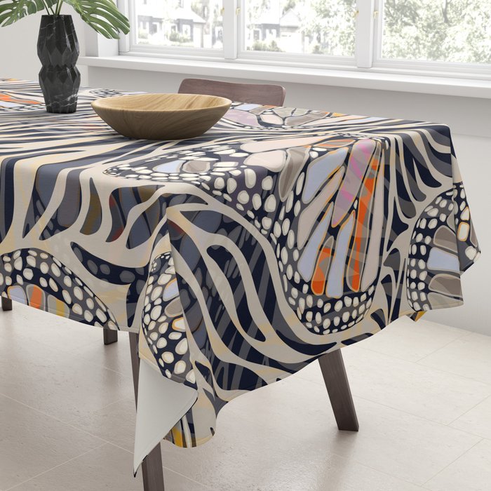Abstract Retro Boho Butterfly Zebra Pattern â¢ Earthy Nature Tablecloth Gallery Image 3