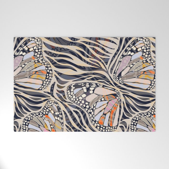 Abstract Retro Boho Butterfly Zebra Pattern â¢ Earthy Nature Welcome Mat Gallery Image 1