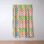 Eclectic  revival Handmade checker Multicolored Window Curtain Gallery Image 3