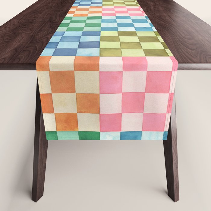 Eclectic  revival Handmade checker Multicolored Table Runner Gallery Image 1