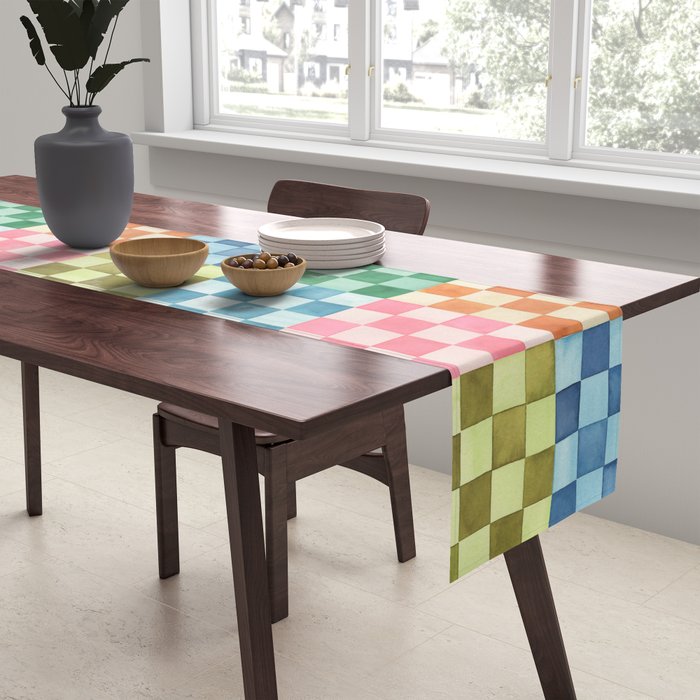Eclectic  revival Handmade checker Multicolored Table Runner Gallery Image 2