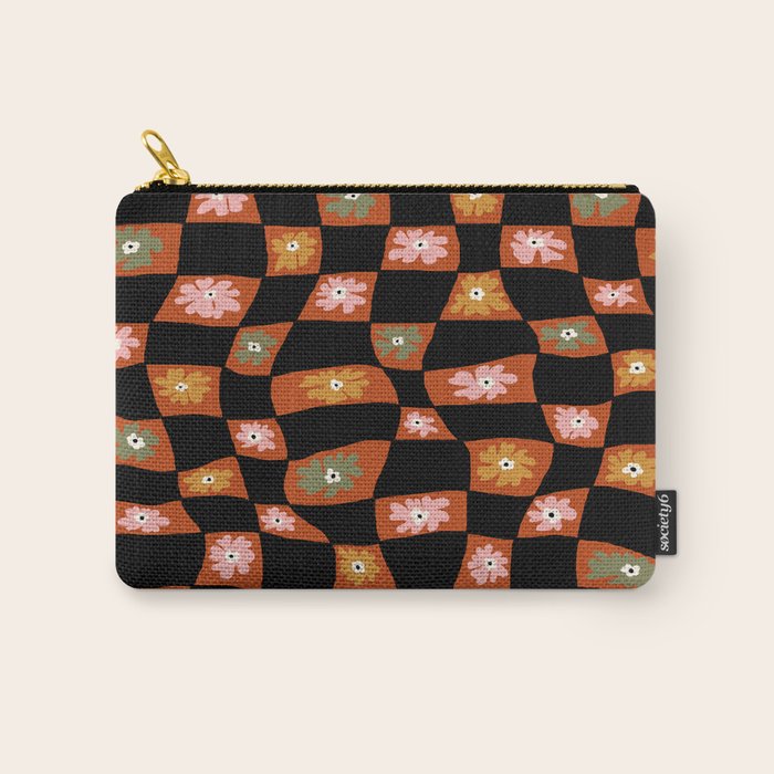 Retro floral check 1 Carry All Pouch Gallery Image 1