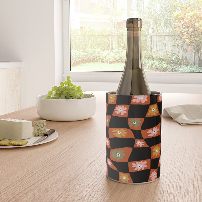 Retro floral check 1 Wine Chiller Gallery Image 4
