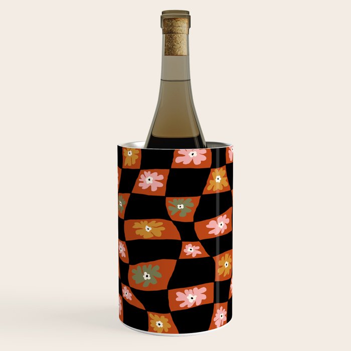 Retro floral check 1 Wine Chiller Gallery Image 1