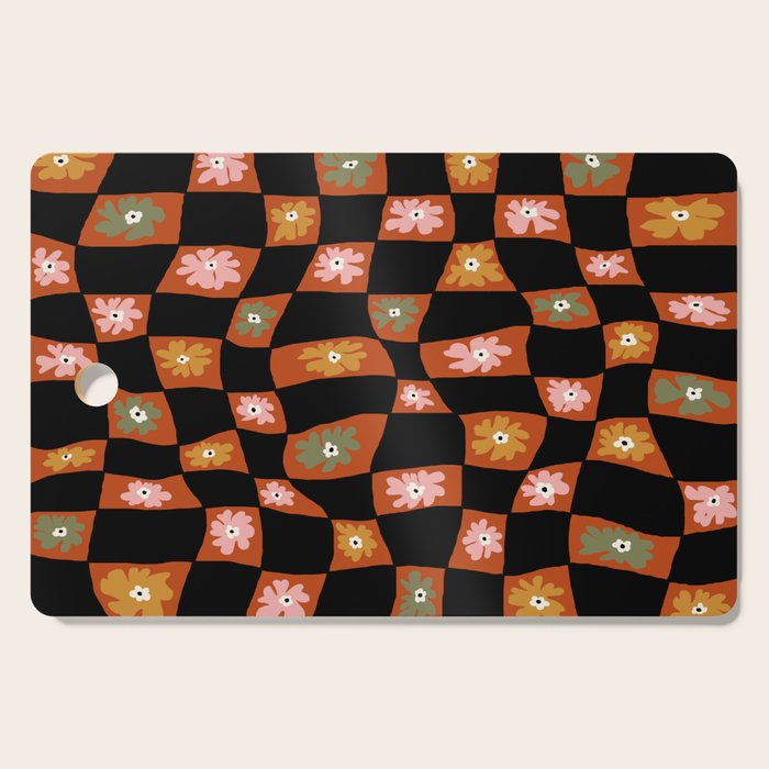 Retro floral check 1 Cutting Board Gallery Image 1