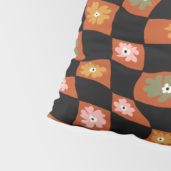 Retro floral check 1 Pillow Sham Gallery Image 4
