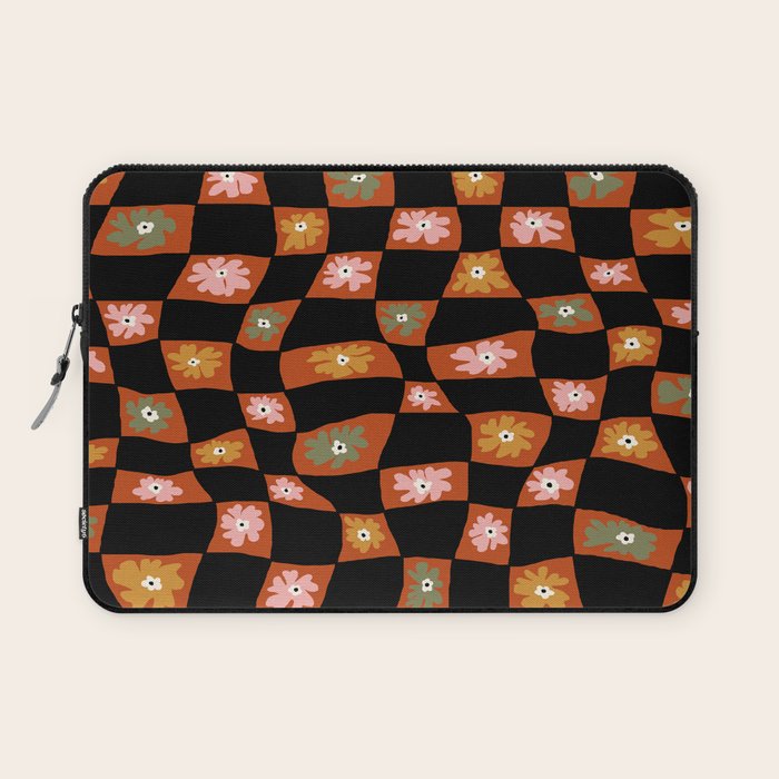 Retro floral check 1 Laptop Sleeve Gallery Image 1