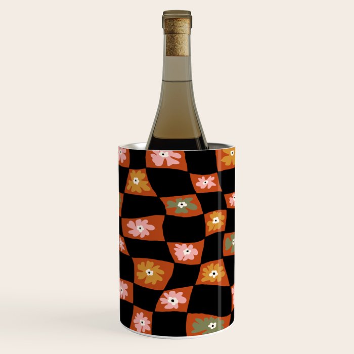 Retro floral check 1 Wine Chiller Gallery Image 3