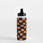 Retro floral check 1 Water Bottle Gallery Image 2
