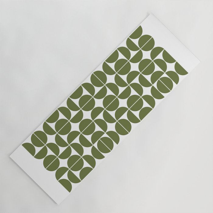 Mid Century Modern Geometric 04 Olive Green Yoga Mat Gallery Image 1