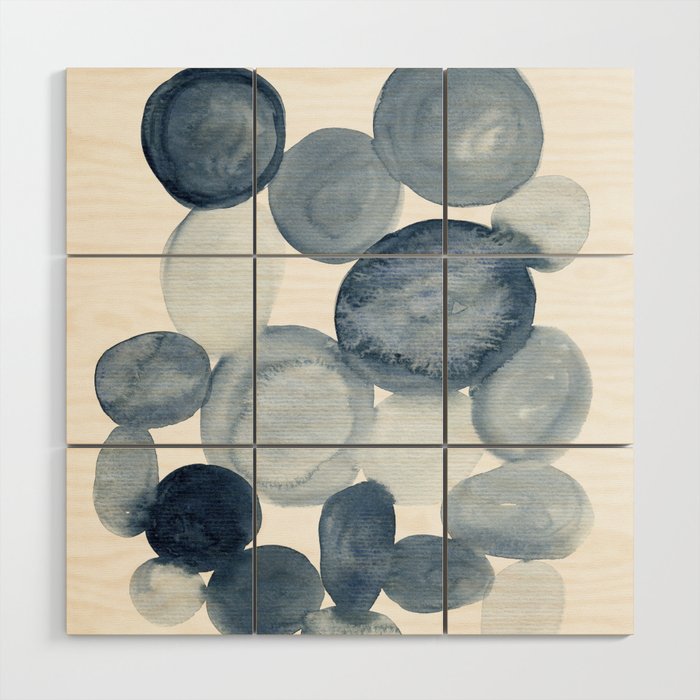 Pebbles Watercolor Abstract Wood Wall Art Gallery Image 1